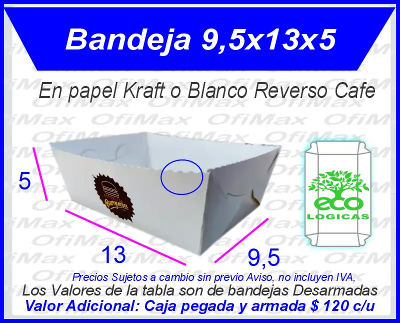 bandejas de carton ecologicas para comidas rapidas 9,5x13x5, Bogota, Colombia